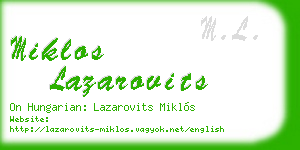 miklos lazarovits business card